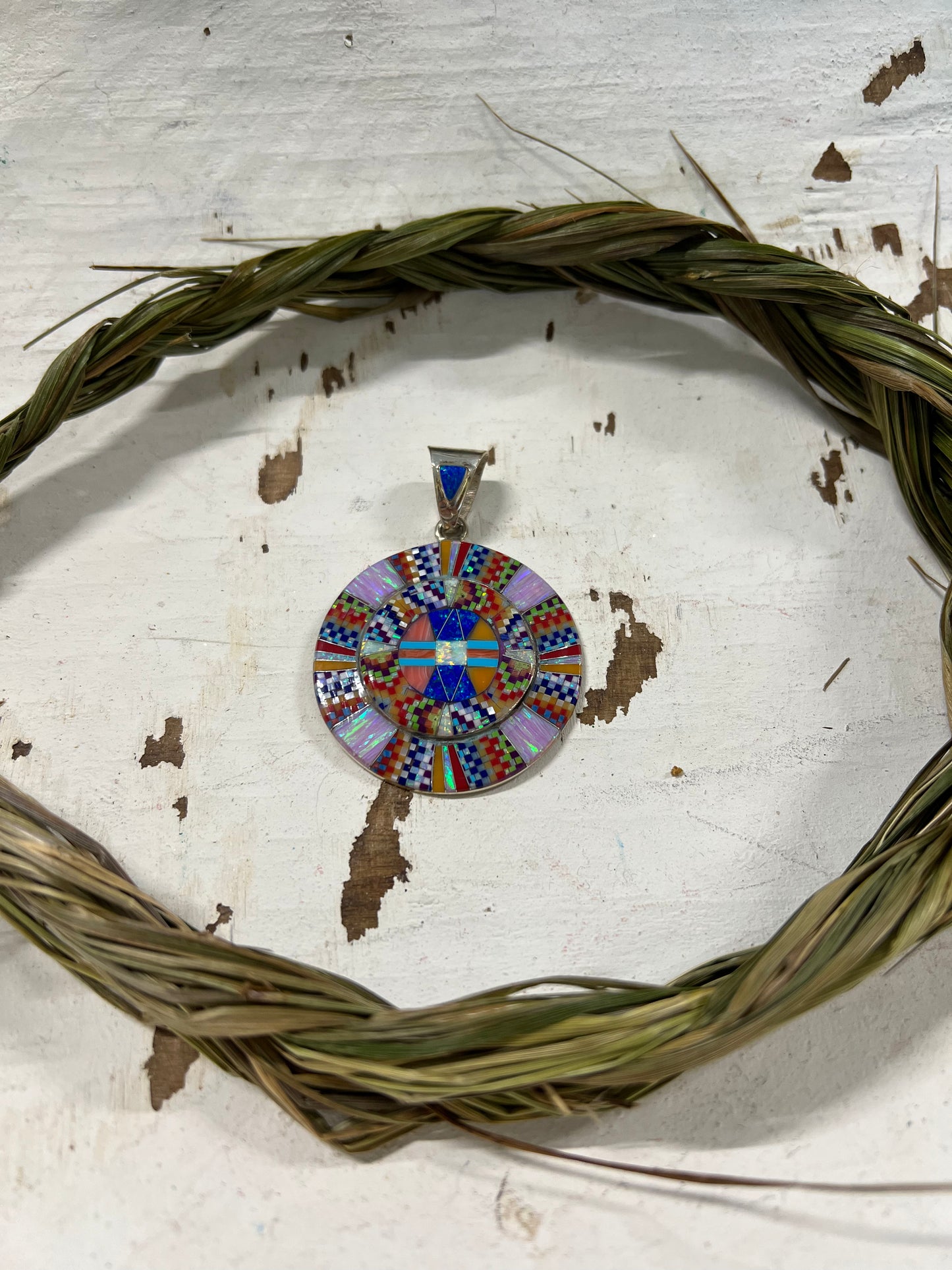 Round Turquoise Inlay Pendant