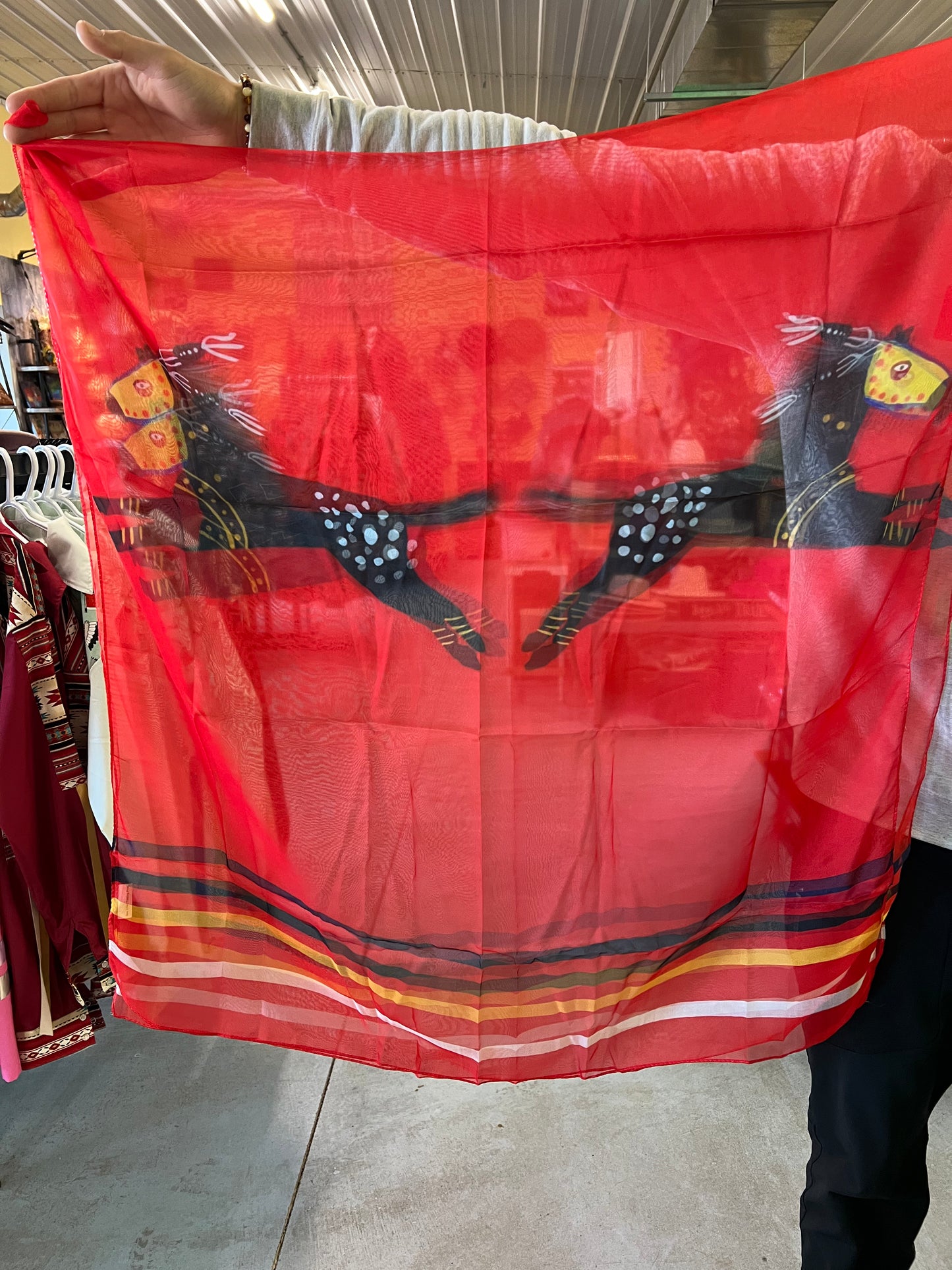 Sheer Horse Red Scarf