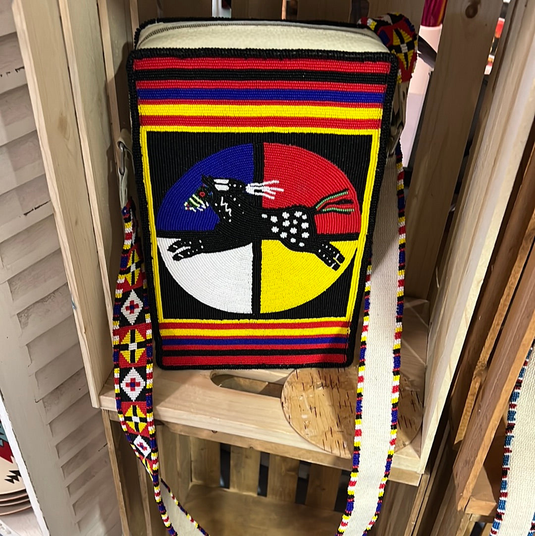 Medicine Wheel Horse Beaded Purse