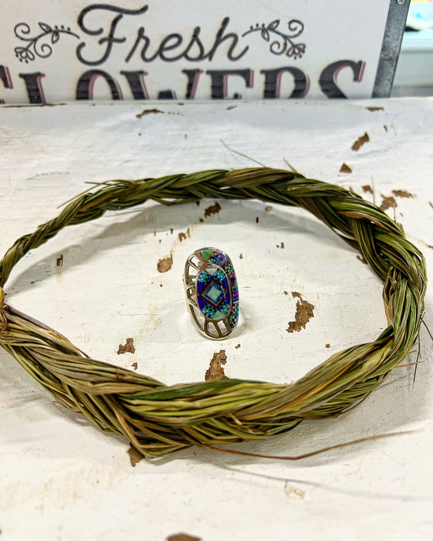 Turquoise Inlay Ring (Size 8)
