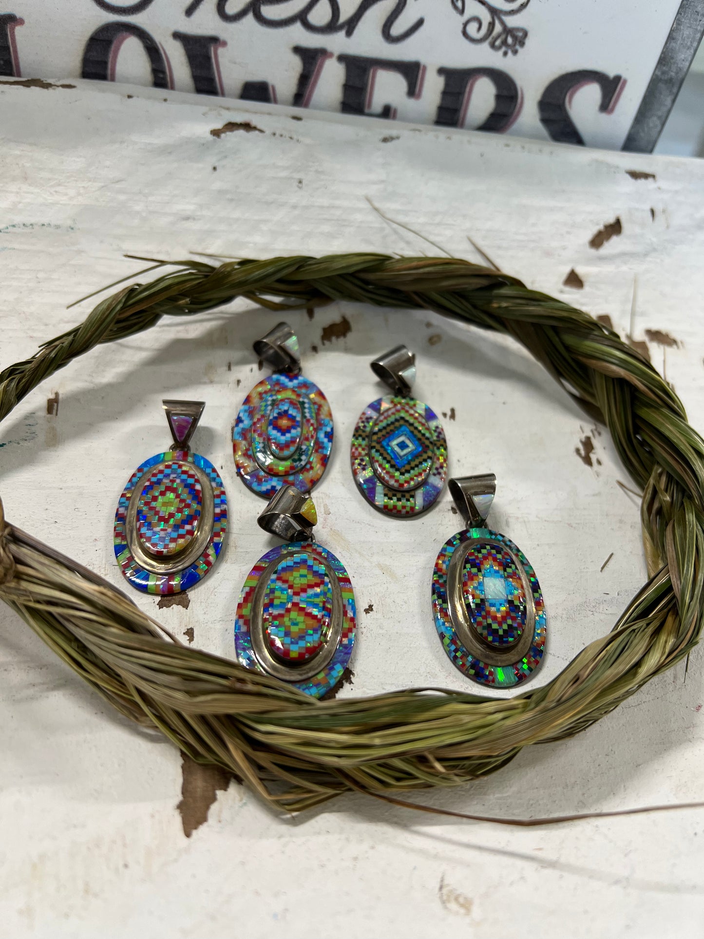 Oval Turquoise Inlay Pendant