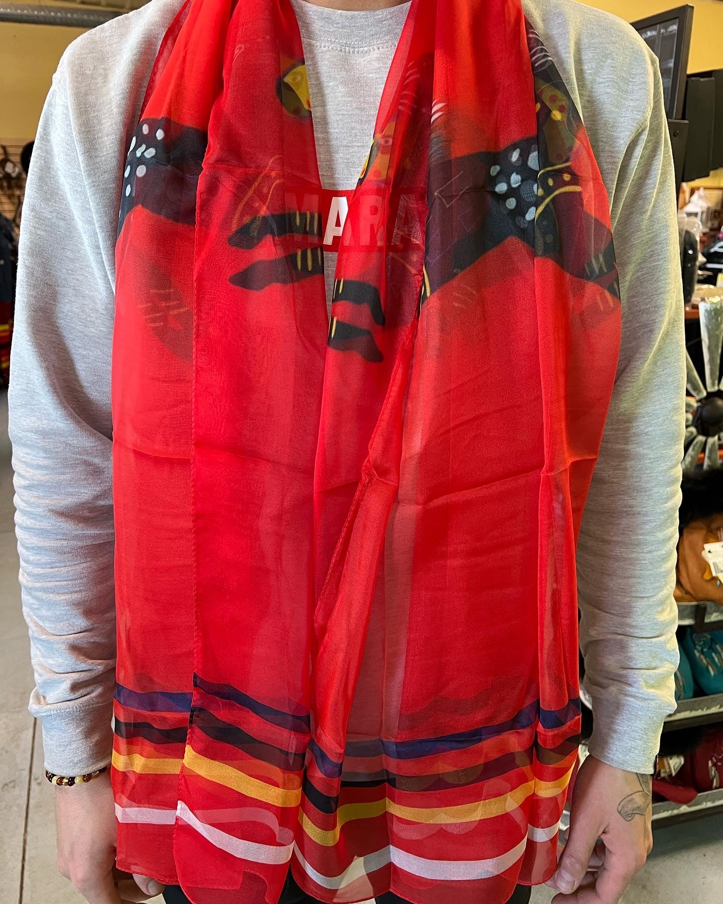 Sheer Horse Red Scarf