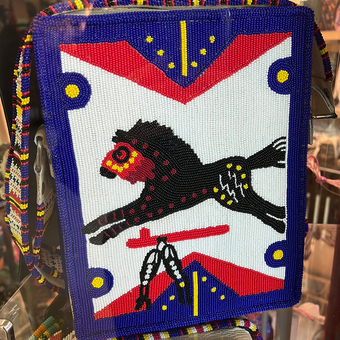 Running Horse with Pipe Beaded Purse